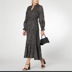 Isabel Marant Étoile Likoya Floral Print Tiered Maxi Dress Size EU 38 US 6 Black